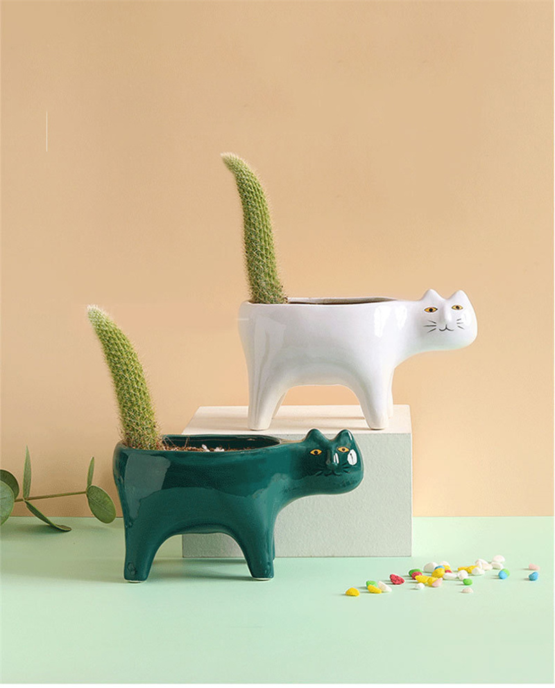 Cute Cat Ceramic Garden Flower - Snake Plant Ceramic ulasan dan harga